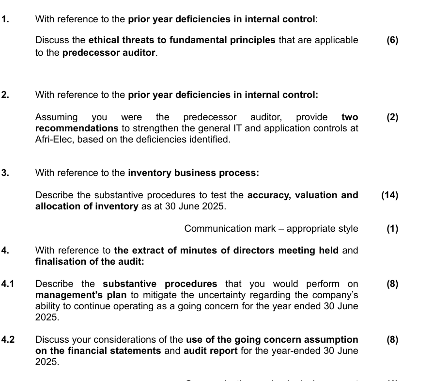 1 . With reference to the prior year deficiencies