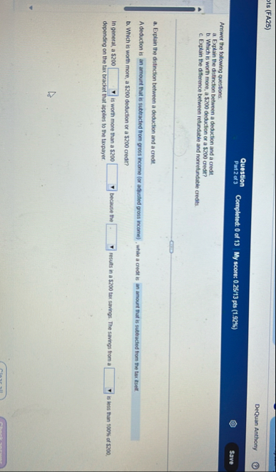 ts ( FA 2 5 ) DeQuan Anthony Question Part 2 of 3