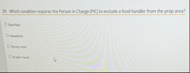 Which condition requires the Person in Charge (