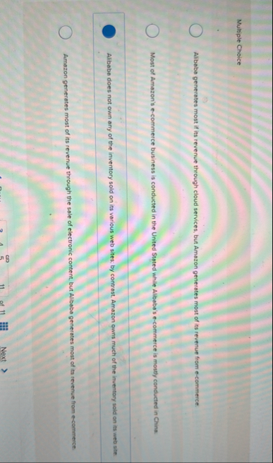 Multiple Choice Alibaba generates most if its