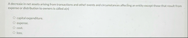 A decrease in net assets arihing from