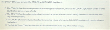 The primary difference between the COUNT 0 and