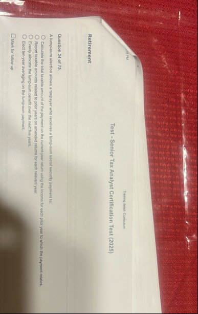 Training detast Carriculum Test - Senior Tax