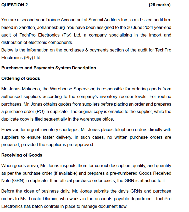 YOU ARE REQUIRED TO: MARKS ( a ) Identify the