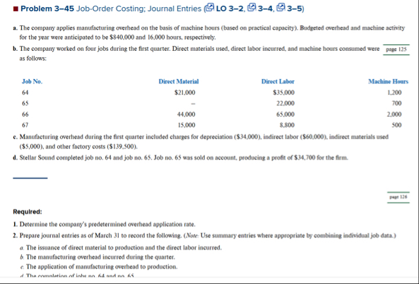 Problem 3 - 4 5 Job - Order Costing; Journal