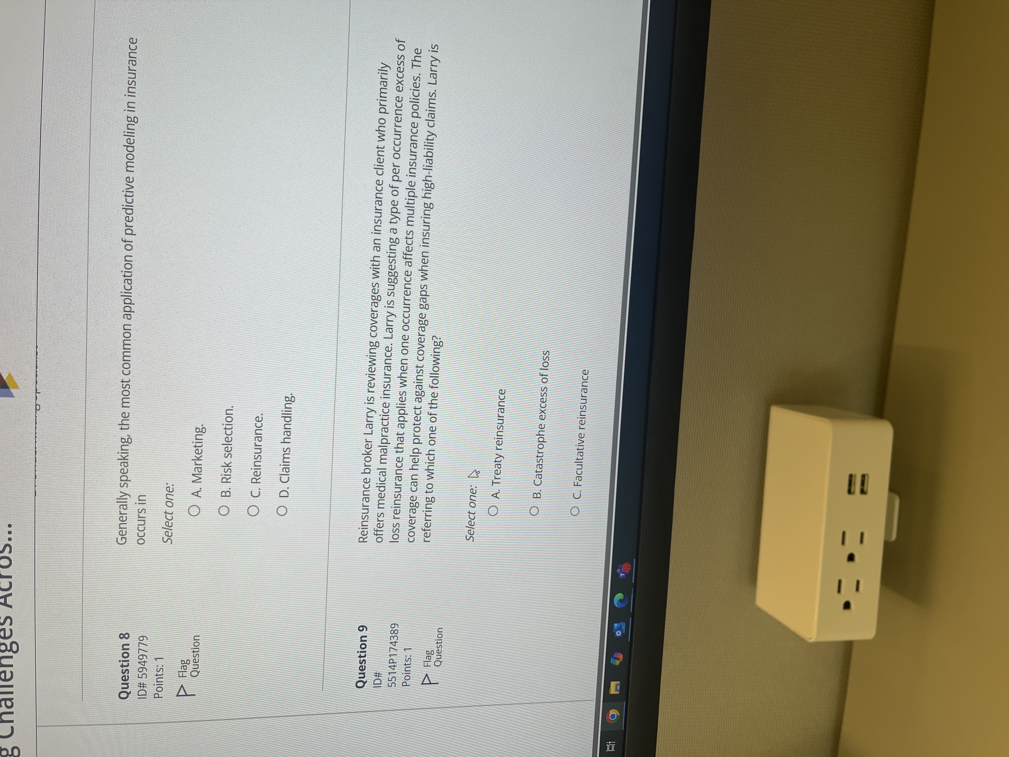 Slove question from CPCU 520 g Challenges