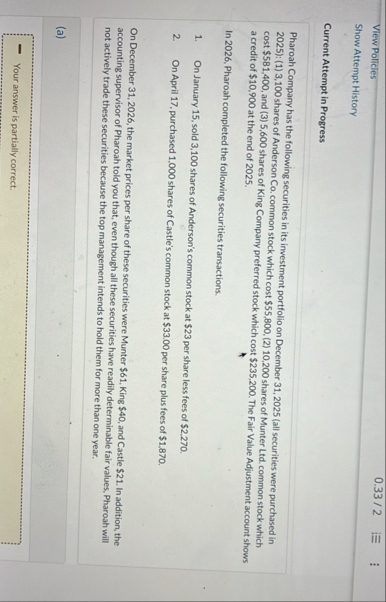 View Pollicies 0 . 3 3 / 2 Show Attempt History