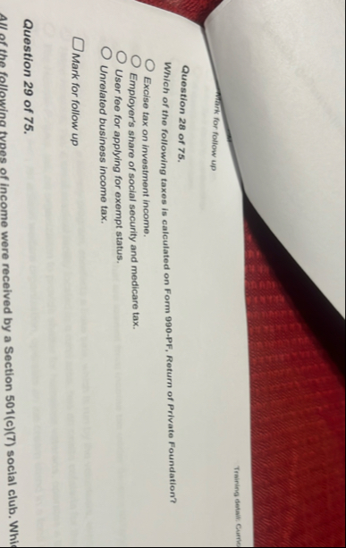 Training detail, Currie mark for follow up