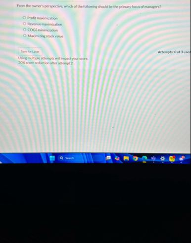 From the owner's per spective, which of the