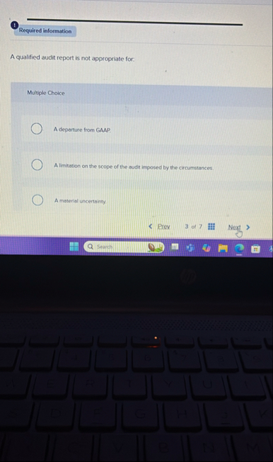 A qualified audit report is not appropriate for: