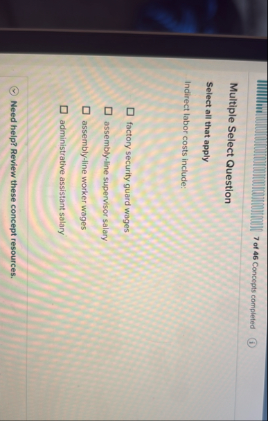 | | | | | | | | | | . 7 of 4 6 Concepts completed