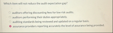 Which item will not reduce the audit expectation