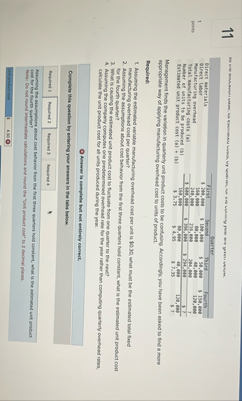 1 1 1 points \ table [ [ , Qusrter ] , [ Direct