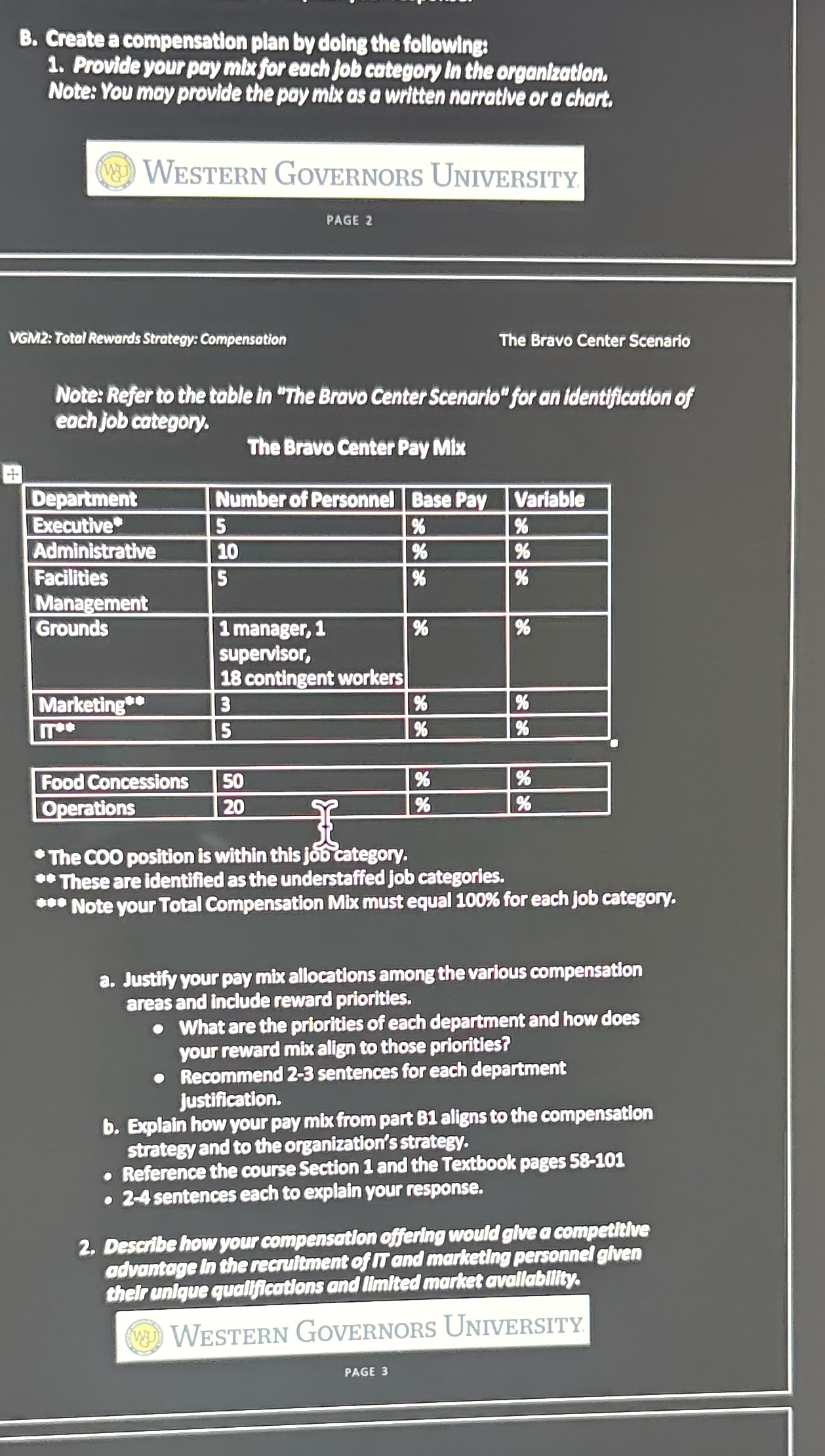 B. Create a compensation plan by doing the