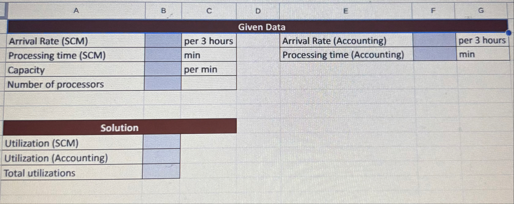 \ table [ [ A , B , c , D , E , F , G ] , [ Given
