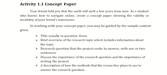 Answer this Activity 1.1 Concept Paper Your
