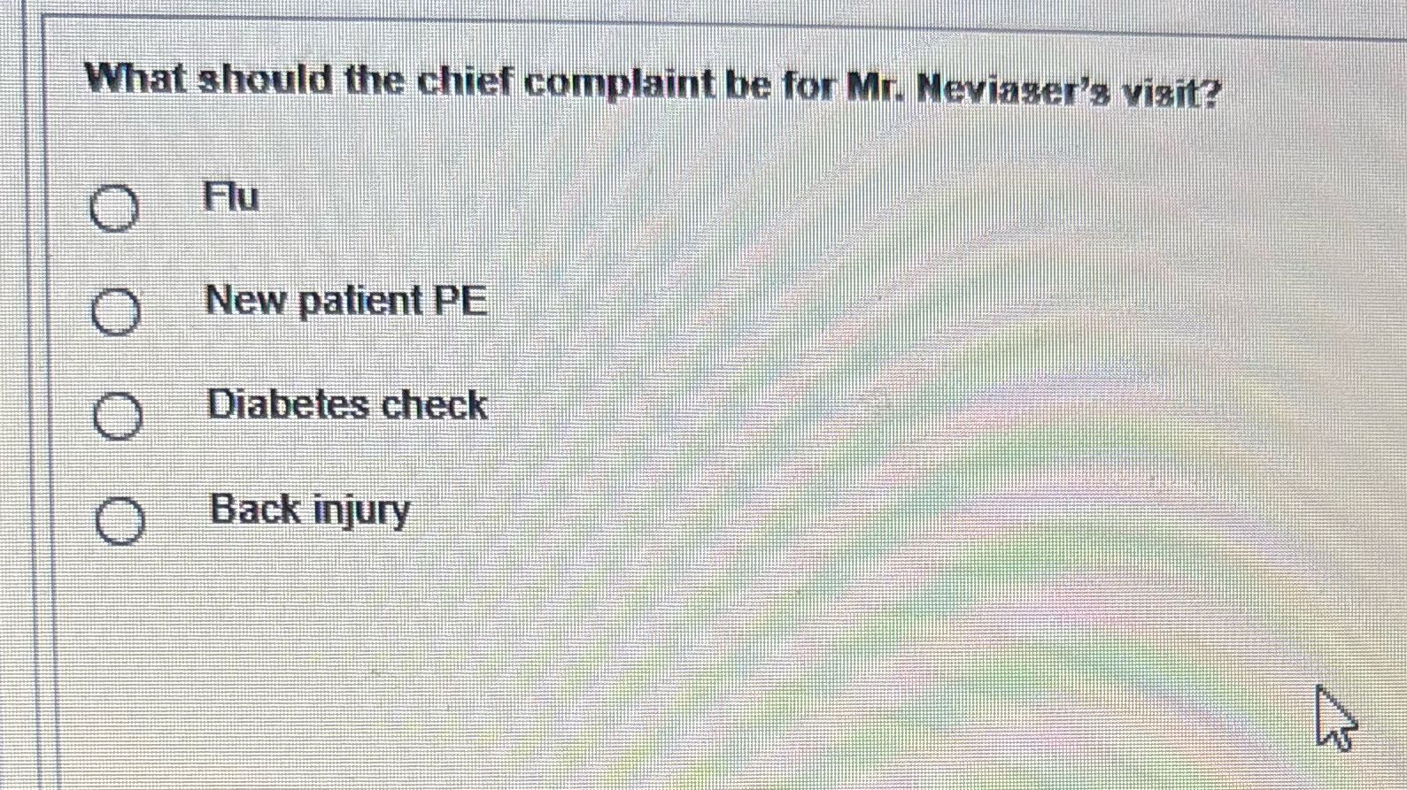 Answer for me What should the chief complaint be