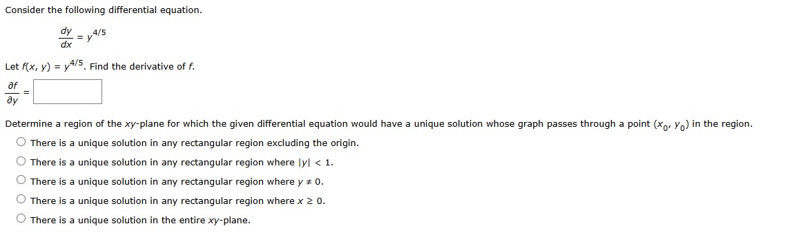 Consider the following differential equation. d y