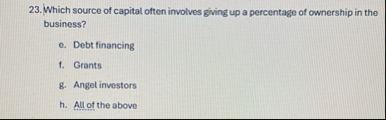 Which source of capital often involves giving up