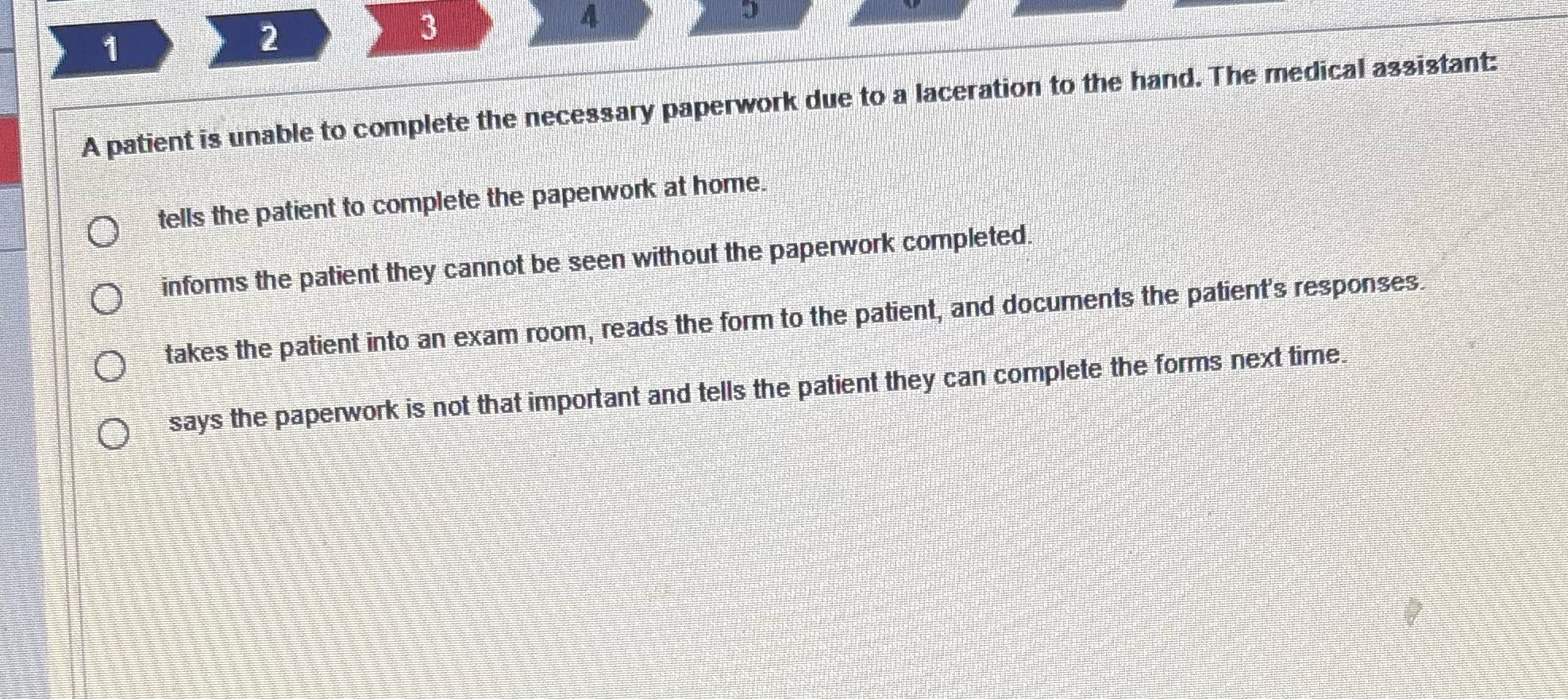 Answer for me 2 3 A patient is unable to complete