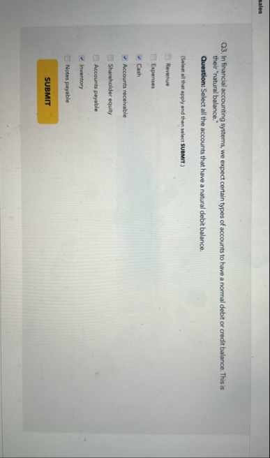 Q 3 . In financial accounting systems, we expect