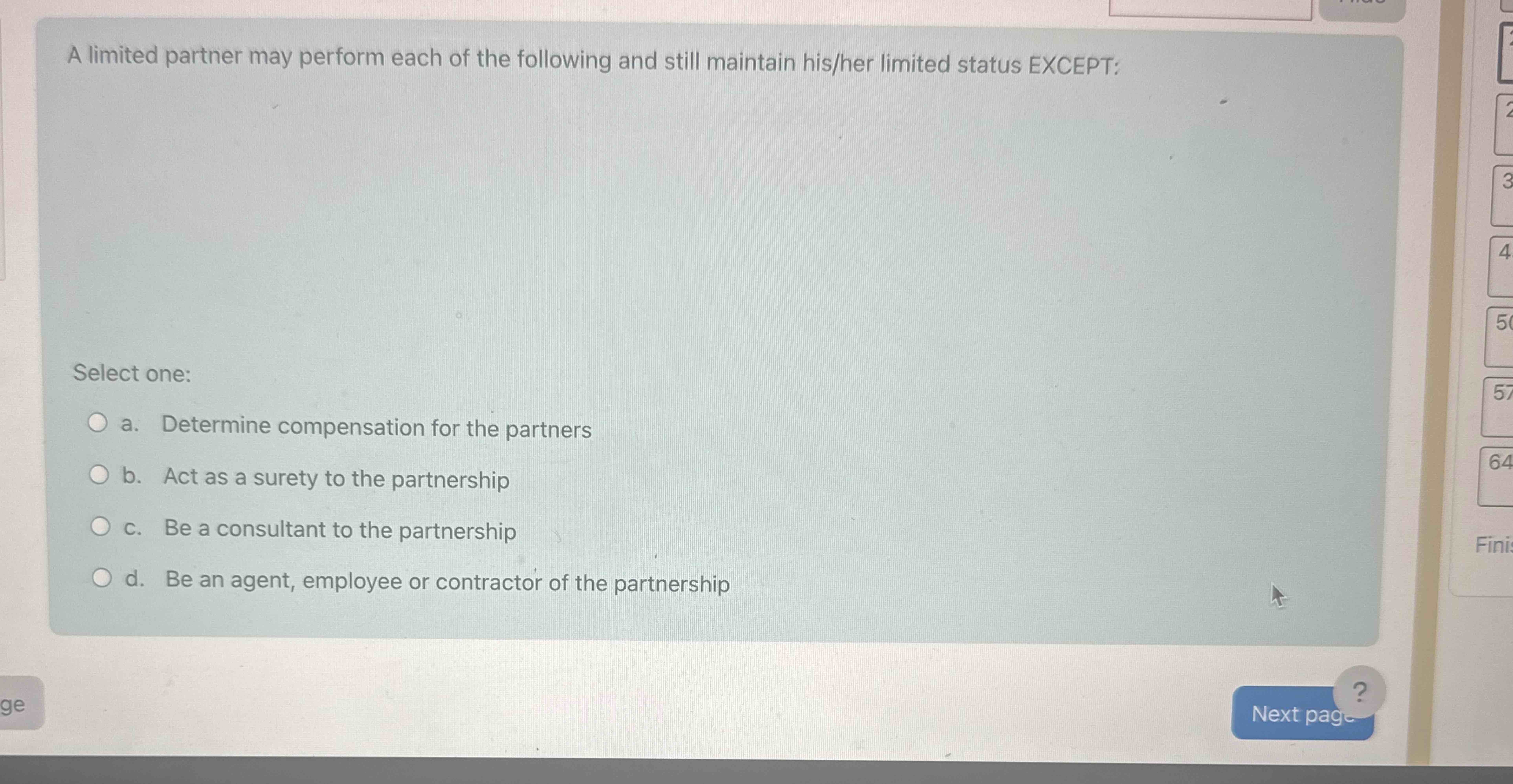 A limited partner may perform each of the