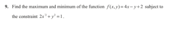 Find the maximum and minimum o f the function f (