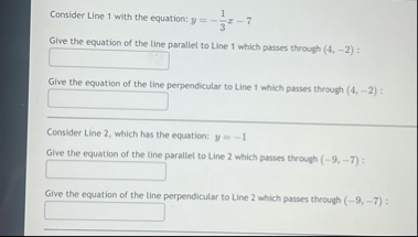Consider Line 1 with the equation: y = - 1 3 x -