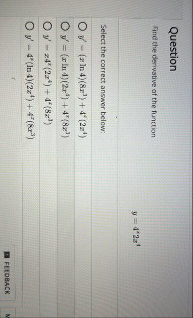 Question Find the derivative of the function y =
