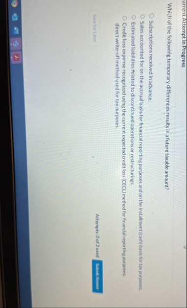 urrent Attempt in Progress Which of the following