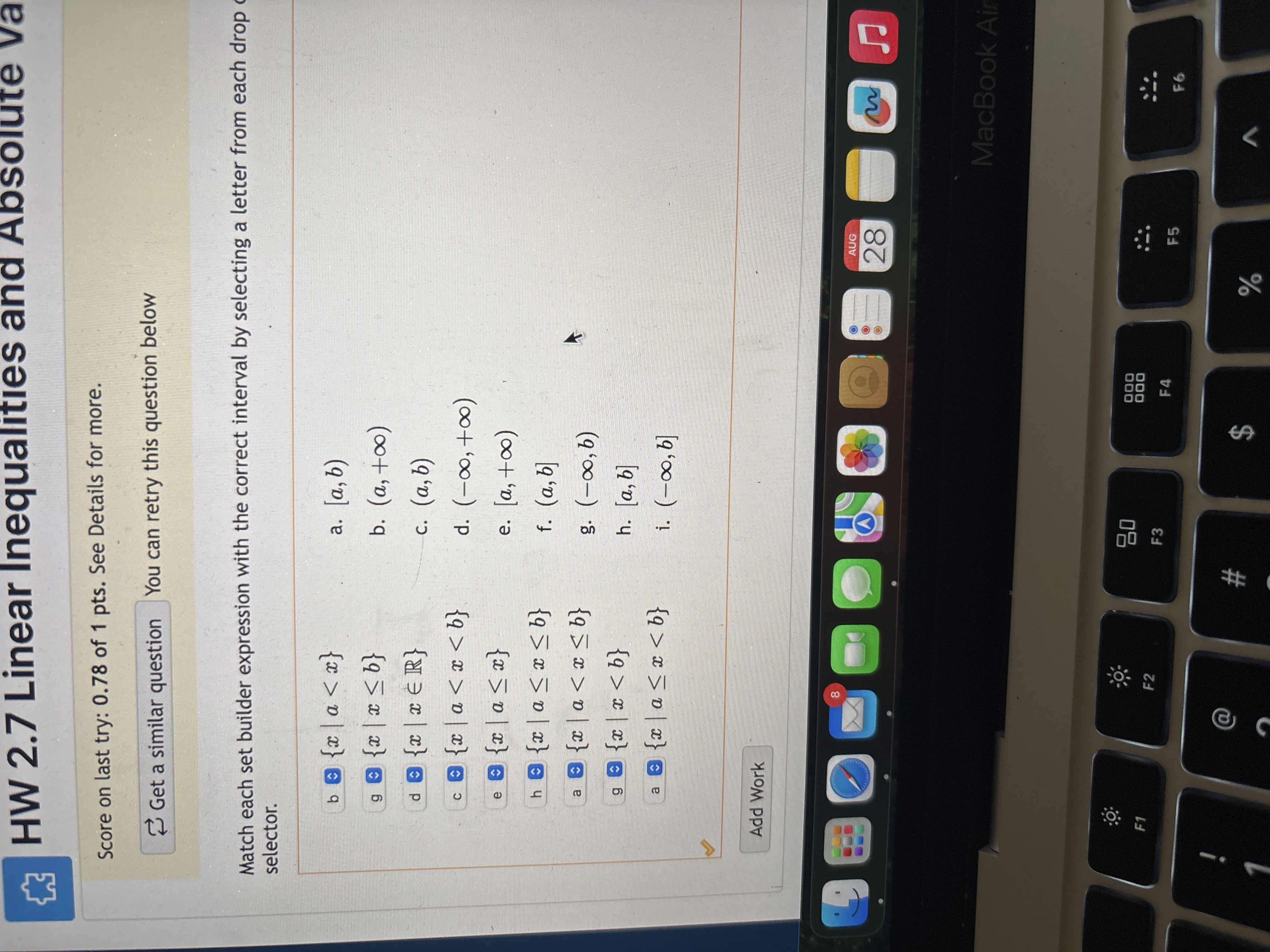Enter the interval equivalent t o 2 H W 2 . 7