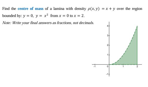 Find the centre o f mass o f a lamina with