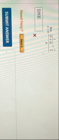lim x 0 1 ( 4 x ) - 1 4 x Need Help? q ,
