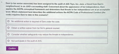 Dani ( a tax senior associate ) has been assigned