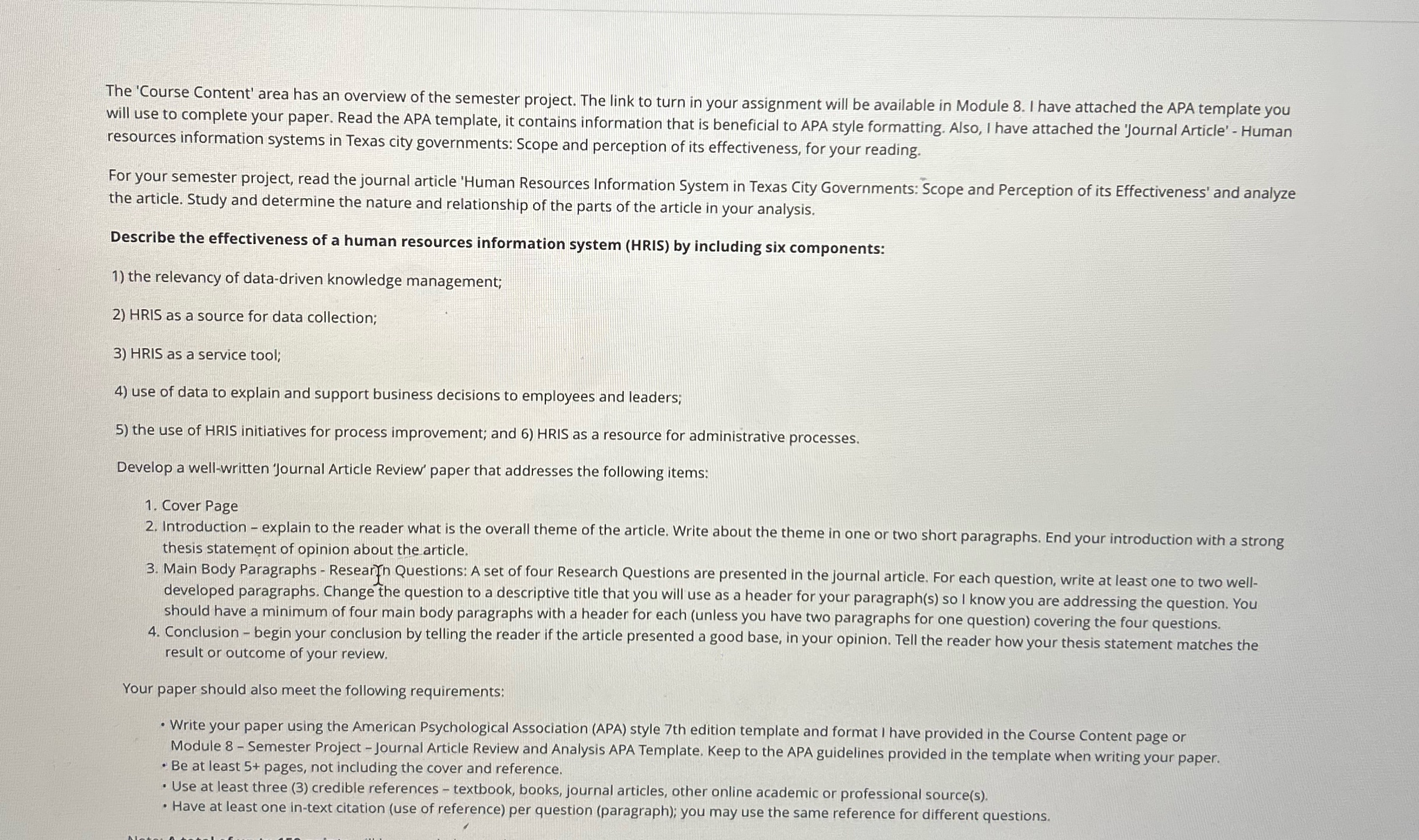 I need help completing this project The 'Course