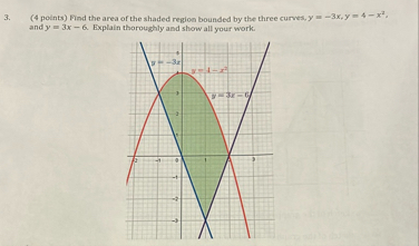 ( 4 points ) Find the area of the shaded region