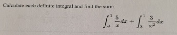 Calculate each definite integral and find the