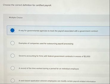 Choose the correct definition for certified