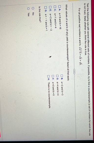 Test the following rule with several different