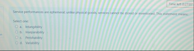 Time left 0 : 2 7 : 0 ? Service performances are