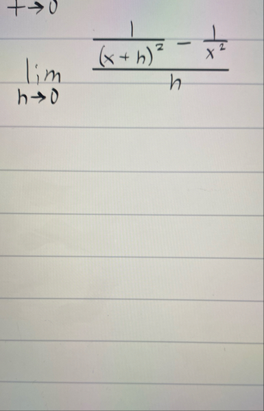 lim h 0 1 ( x h ) 2 - 1 x 2 h