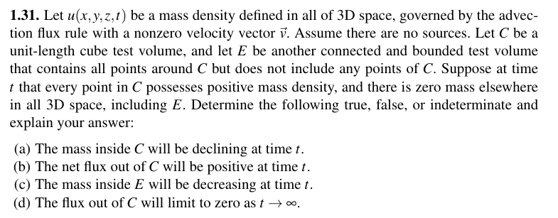1 . 3 1 . Let u ( x , y , z , t ) b e a mass