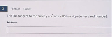 Formula 1 point The line tangent to the curve y =