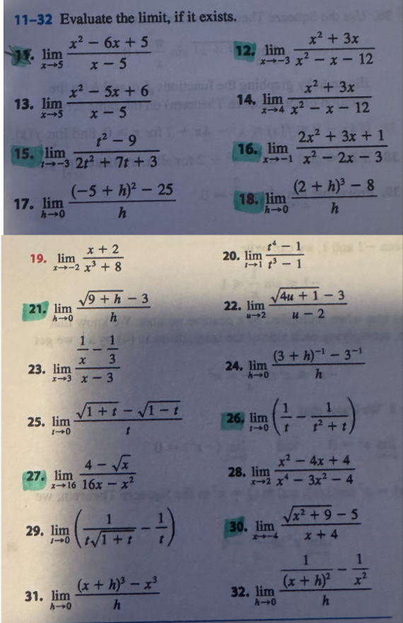 1 1 - 3 2 Evaluate the limit , if it exists. 1 5