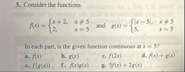 Consider the functions In each part, is the given