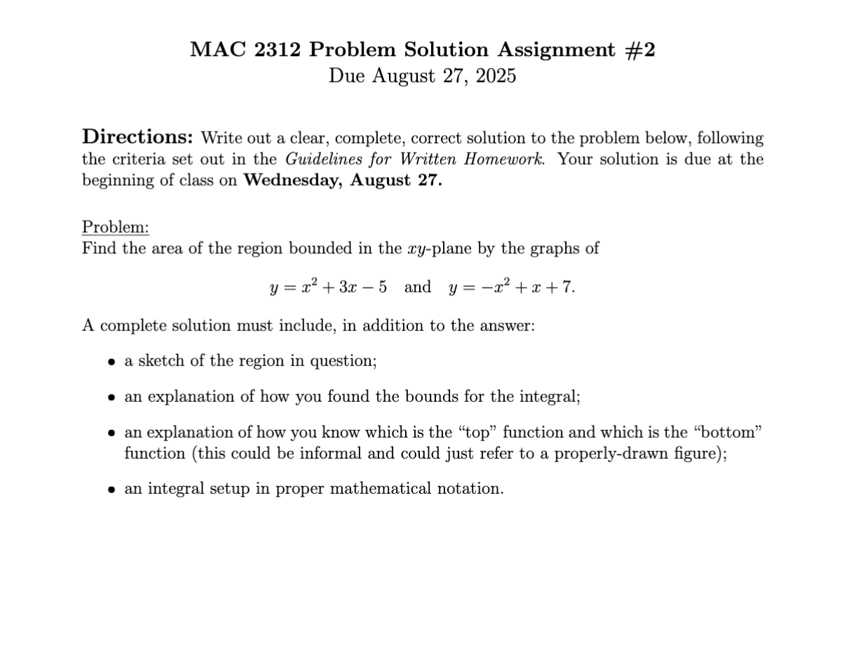 Directions: Write out a clear, complete, correct