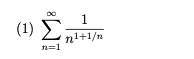 ( 1 ) \ sum _ ( n = 1 ) ^ ( \ infty ) ( 1 ) / ( n