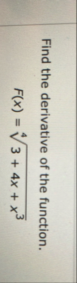Find the derivative of the function. F ( x ) = 3