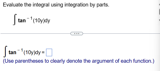 Evaluate the integral using integration b y