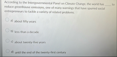 According to the Intergovernmental Panel on